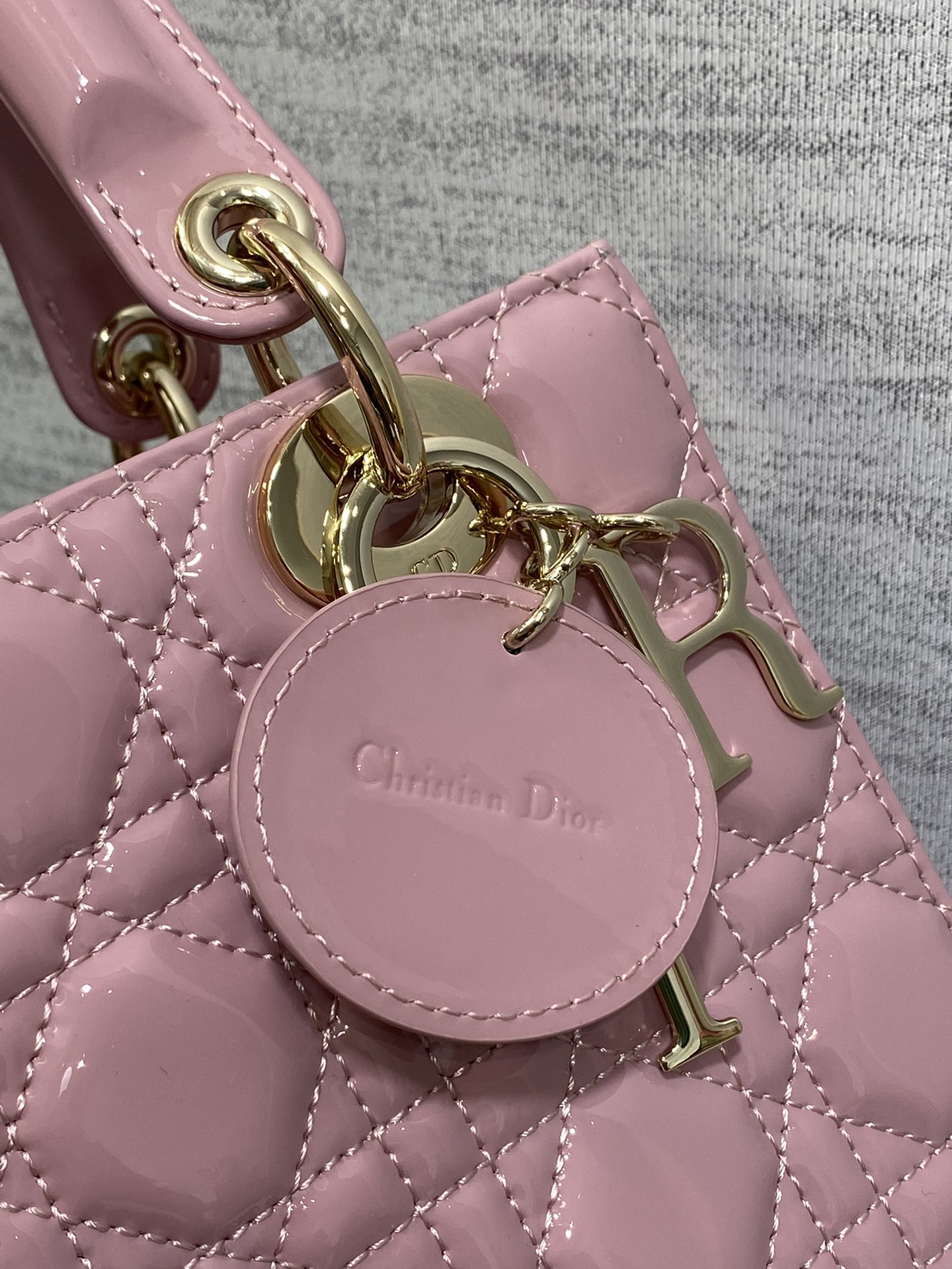 Small Lady Dior Bag Hydrangea Pink Patent Cannage Calfskin